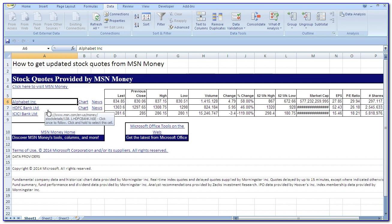 Stock Analysis Excel Template (screener.in)