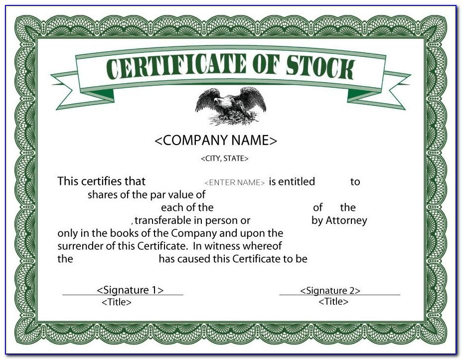 Stock Certificate Sample Pdf