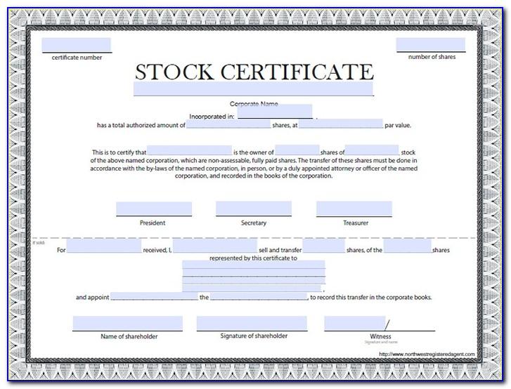 Stock Certificate Template Pdf