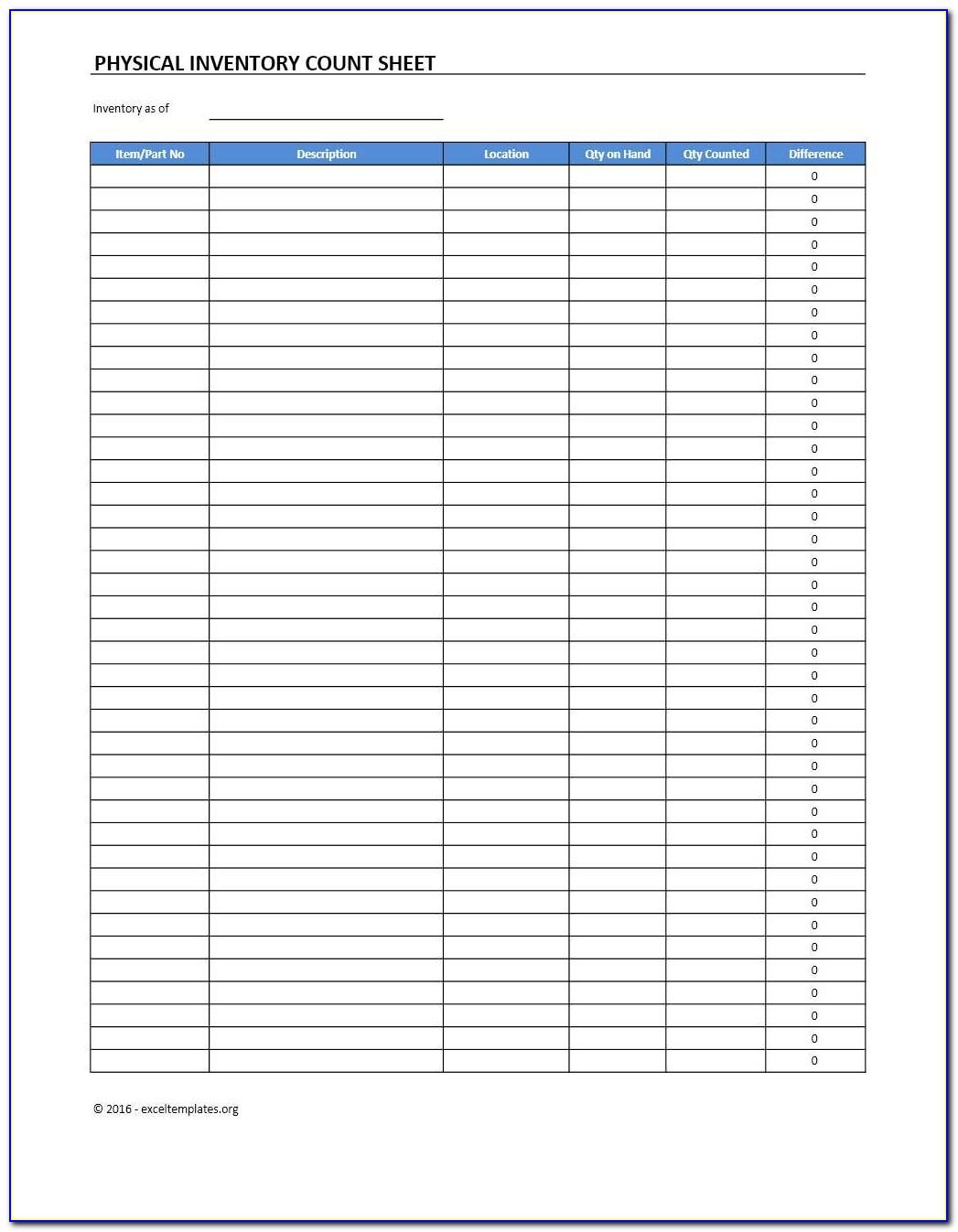 Stock Count Template Excel