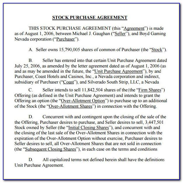 Stock Purchase Agreement California Form