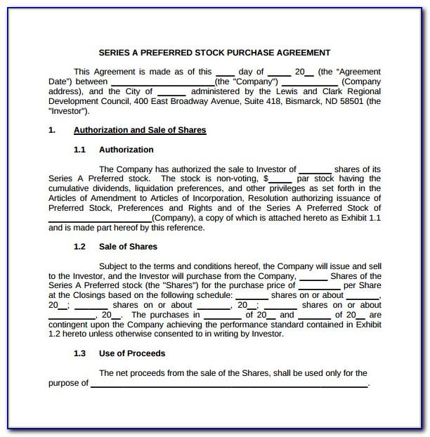 Stock Purchase Agreement Template Word