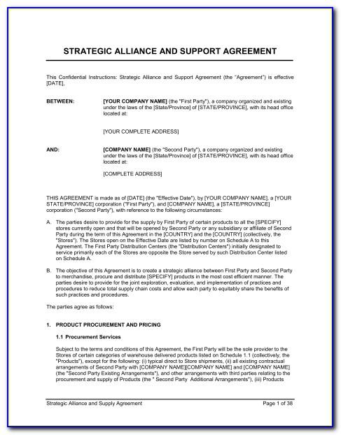 Strategic Alliance Agreement Form
