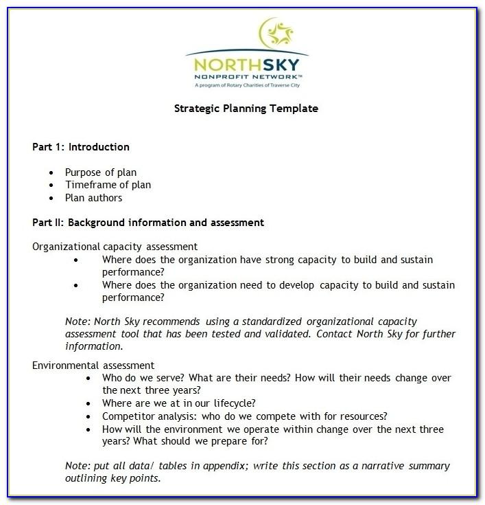 Strategic Plan Template For Non Profit Organization