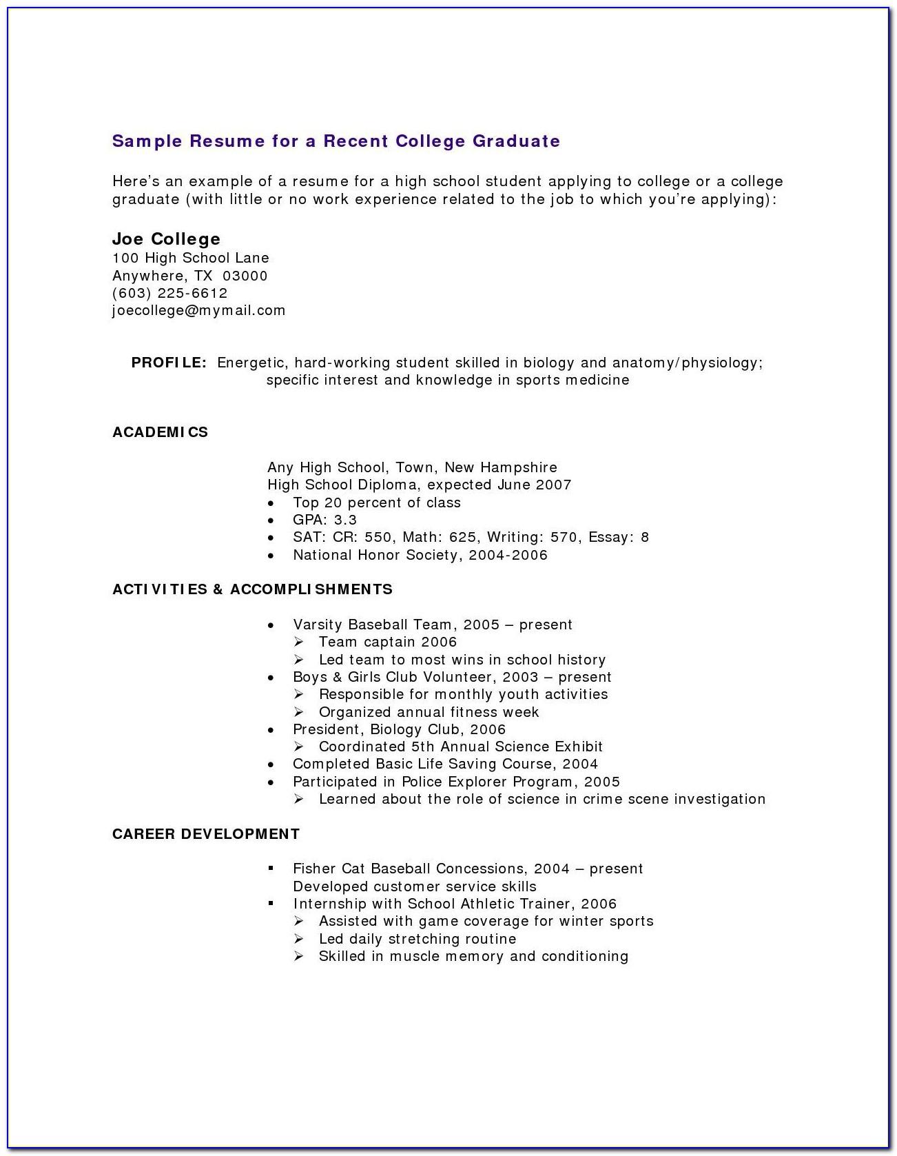 Student Resume Template For Scholarships