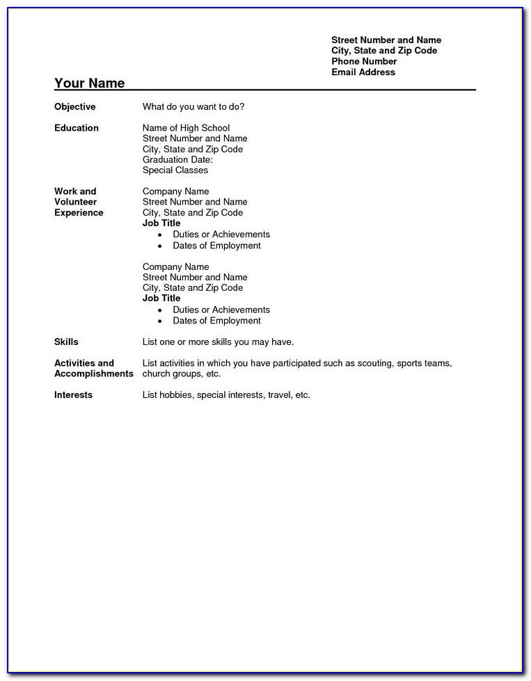 Student Resume Template With No Work Experience