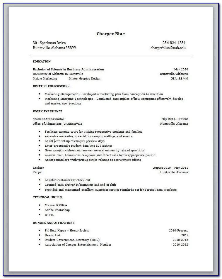 Student Resume Templates For Scholarships