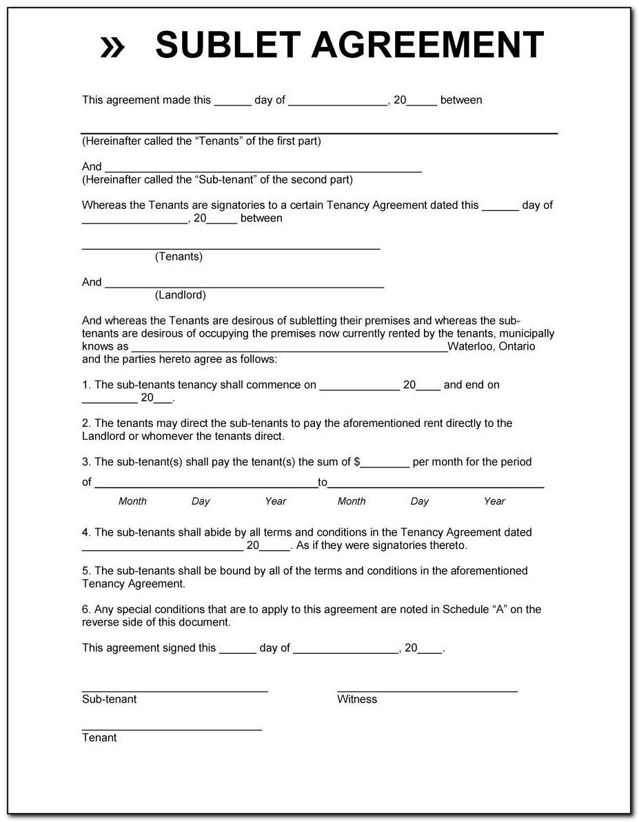 Sub Letting Tenancy Agreement Template
