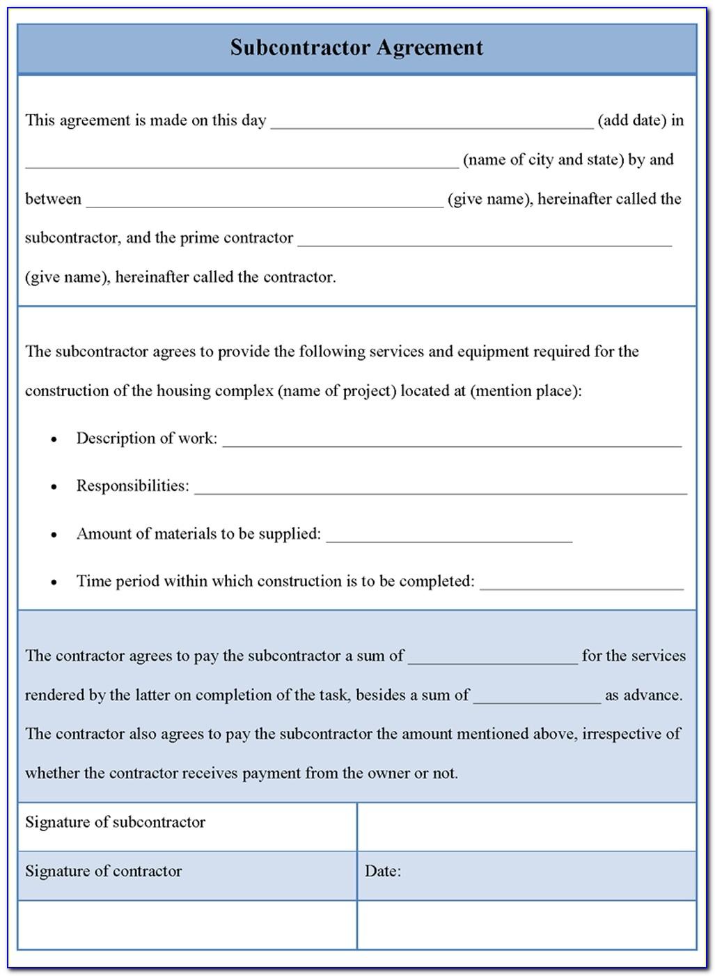 Subcontractor Agreement Template Free Nz