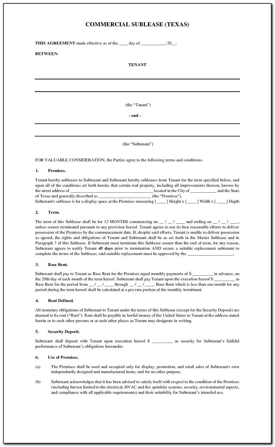 Sublease Agreement Template Canada