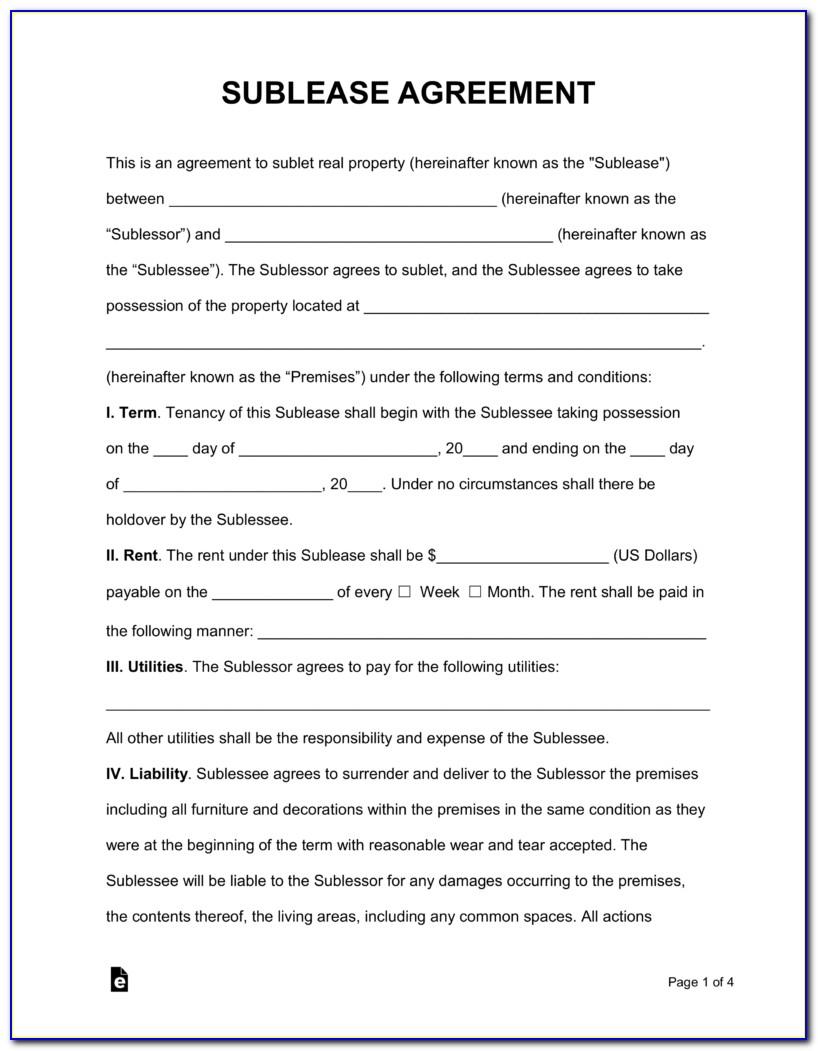 Sublease Agreement Template Pdf