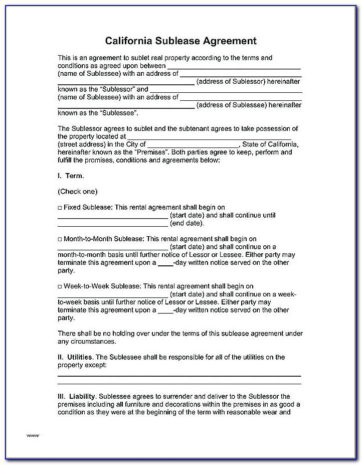 Sublet Agreement Template Free