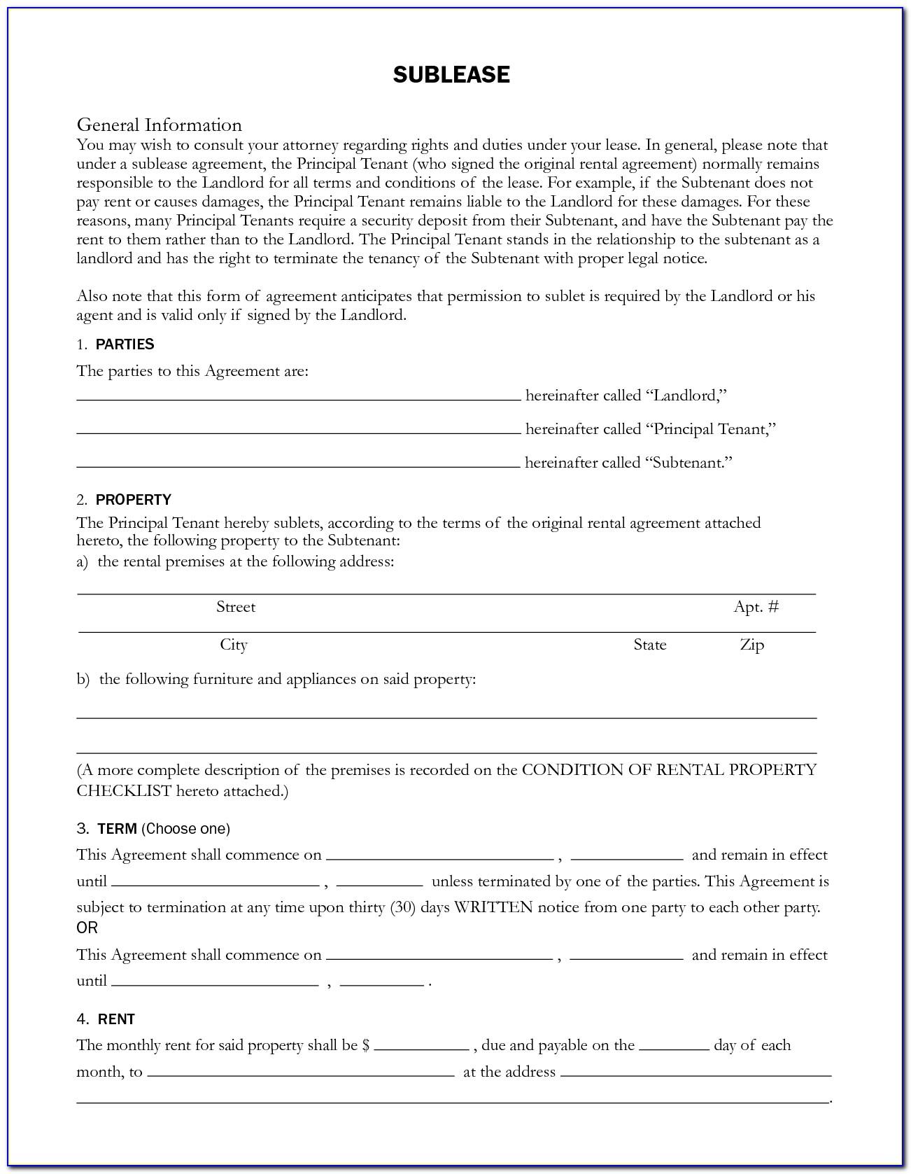 Subletting Lease Agreement Template South Africa