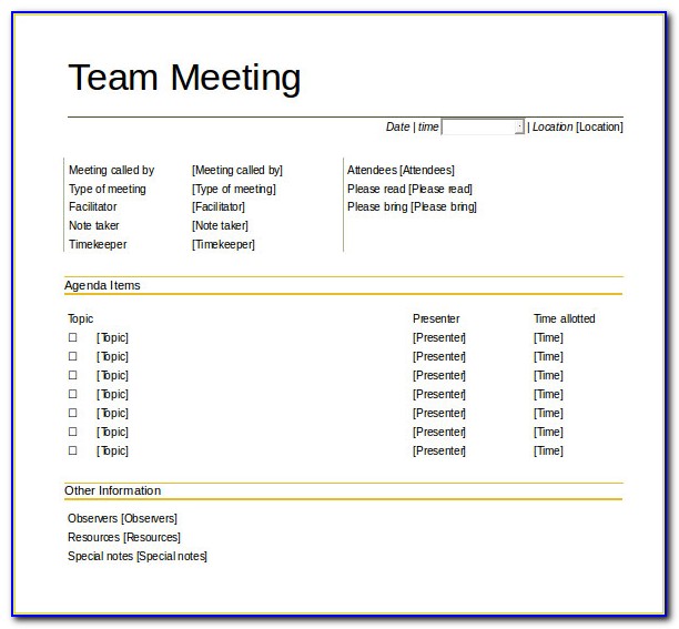 Team Meeting Minutes Template Pdf