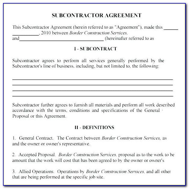 Transport Subcontractor Agreement Template Free