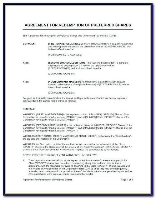Unanimous Shareholder Agreement Template Canada