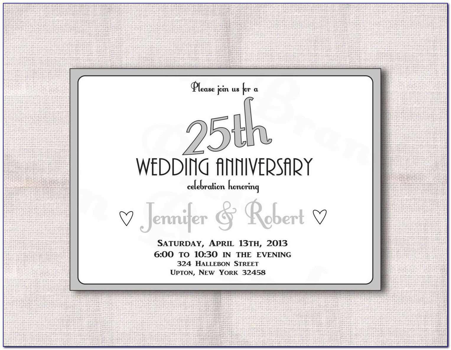25th Wedding Anniversary Invitation Templates Free Download