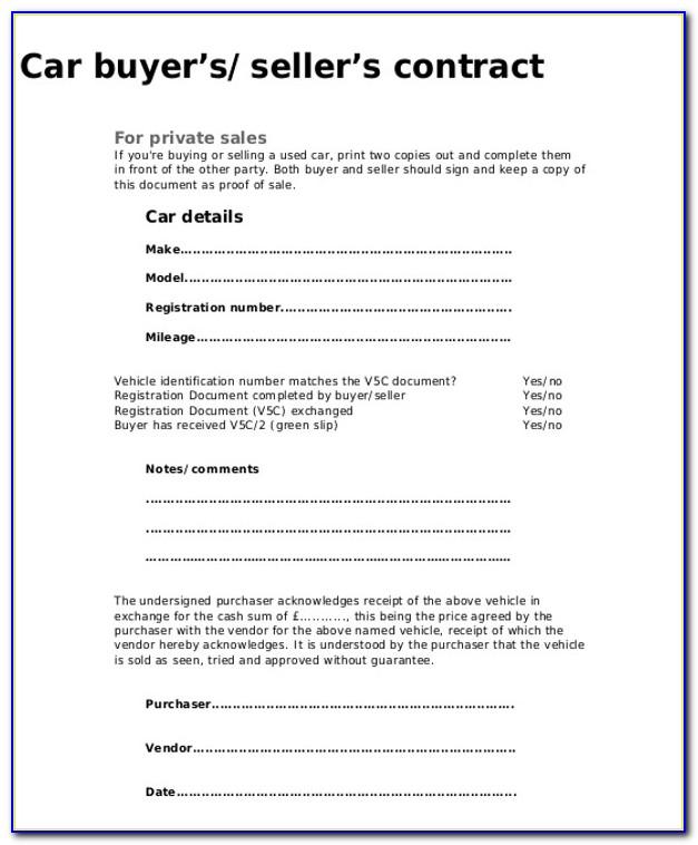Car Sale Contract Template Canada