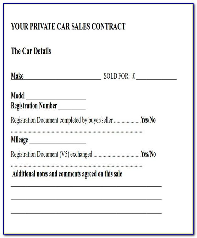 Car Sale Contract Template South Africa