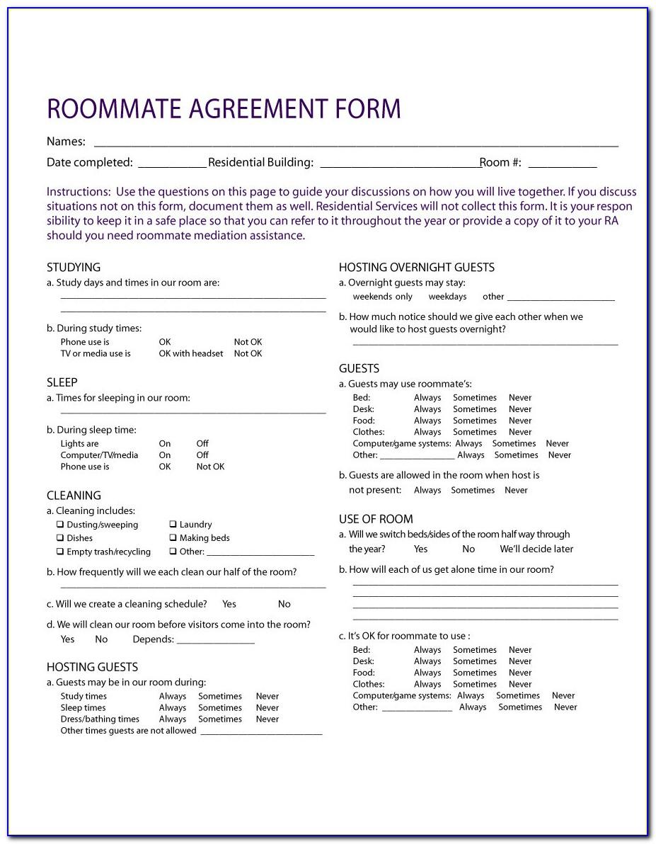 College Roommate Contract Template