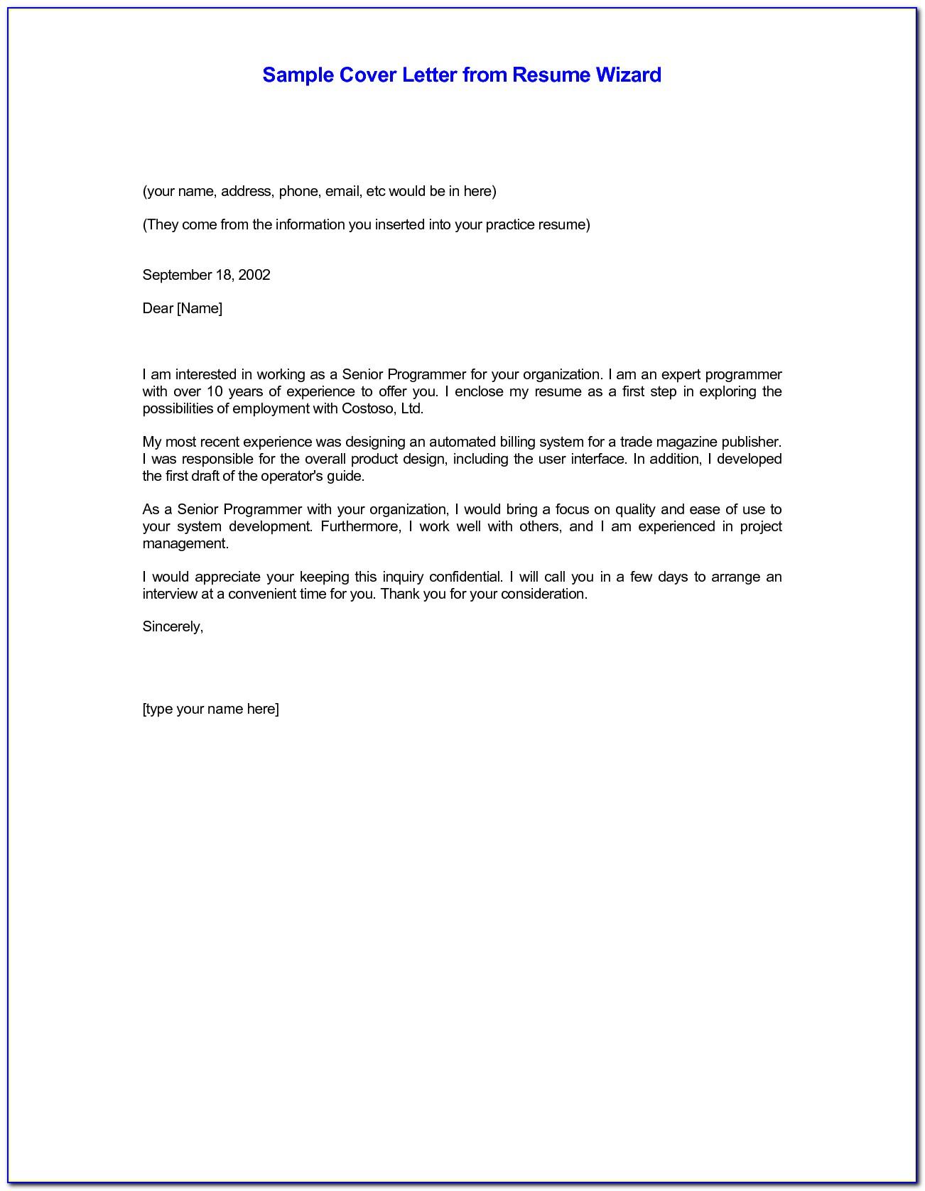 Cover Letter Example For Emailing Resume