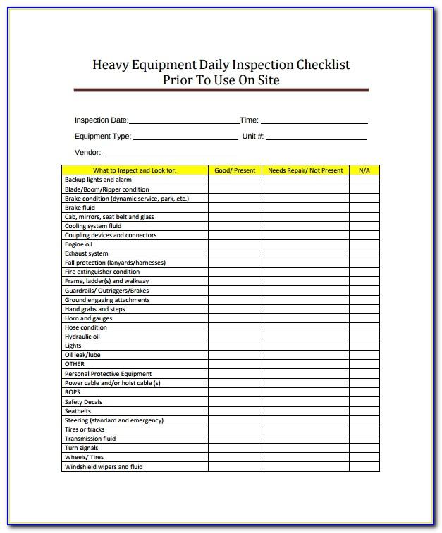 Daily Inspection Checklist Template