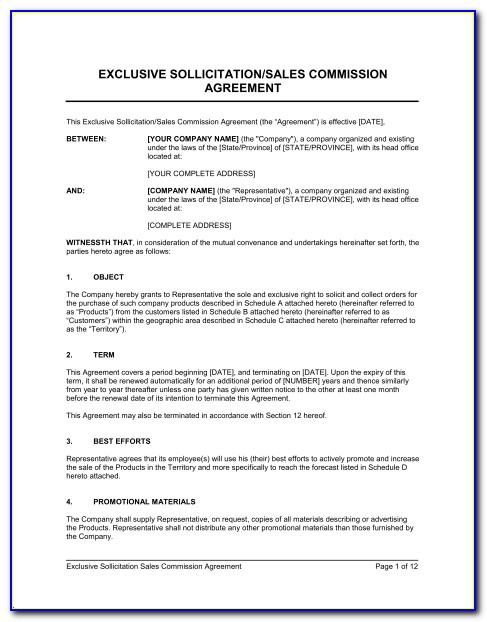 Employee Sales Commission Agreement Template