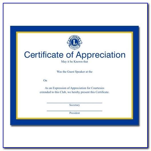 Example Of Certificate Of Appreciation For Guest Speaker