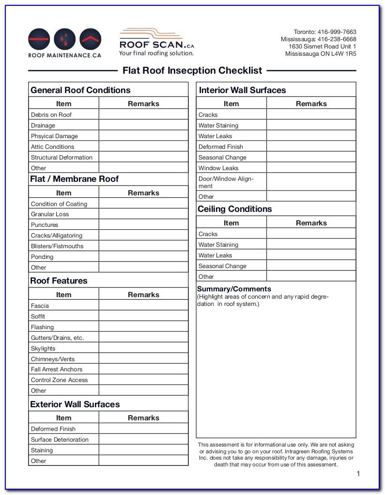 Flat Roof Inspection Report Template