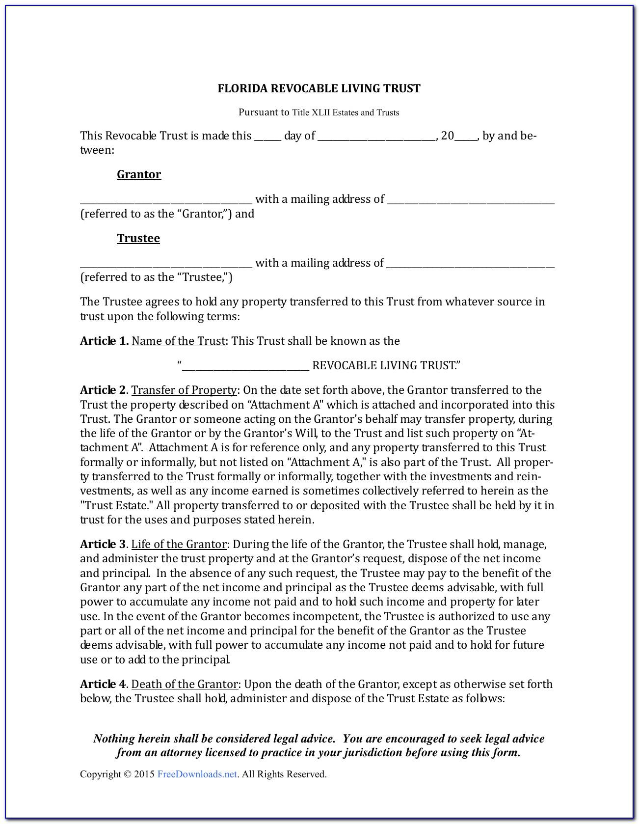 Florida Joint Revocable Trust Form