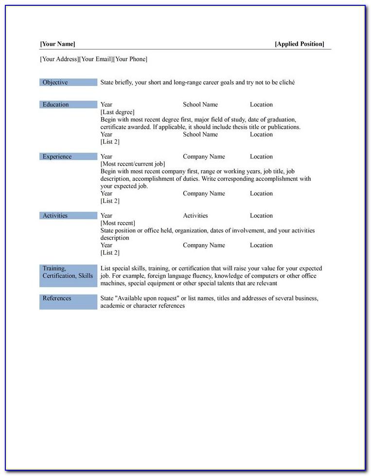 Free Downloadable Resume Templates For Microsoft Word 2007