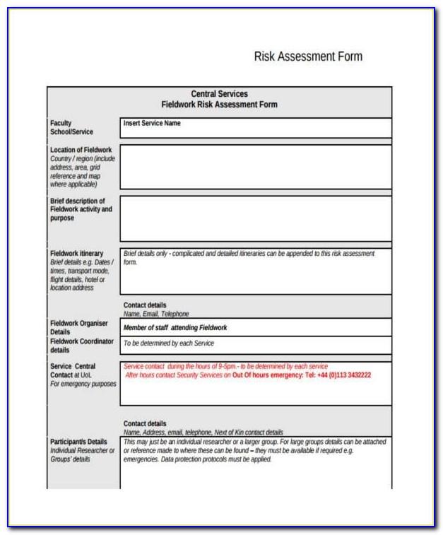 Free Risk Assessment Templates For Construction
