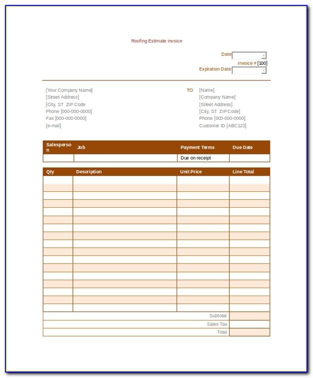 Free Roofing Estimate Form Template