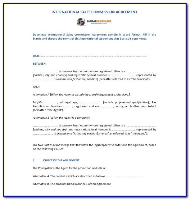 Free Sales Commission Agreement Form