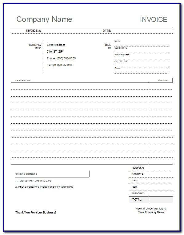Free Sample Invoice Template For Services