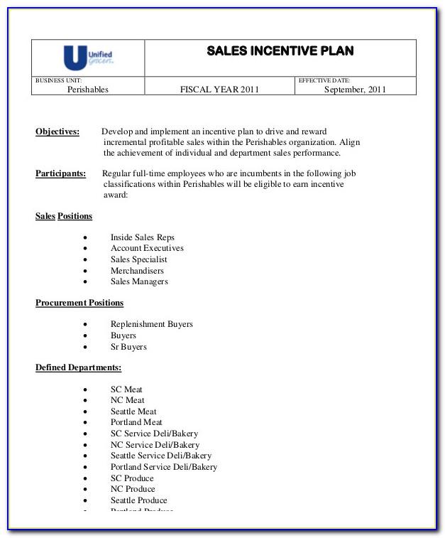 Incentive Plan For Sales Team Format