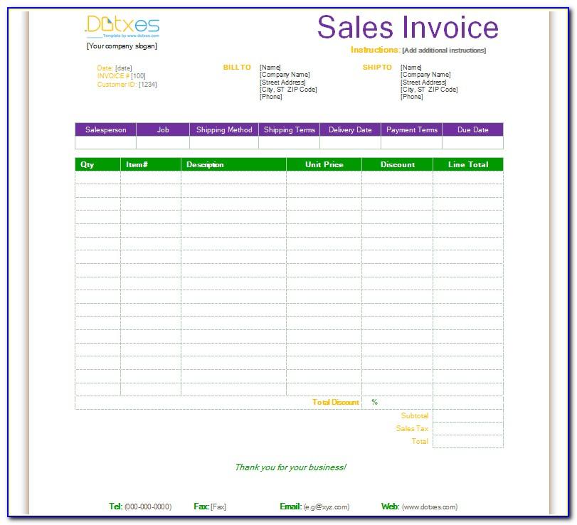Indian Sales Invoice Format In Excel