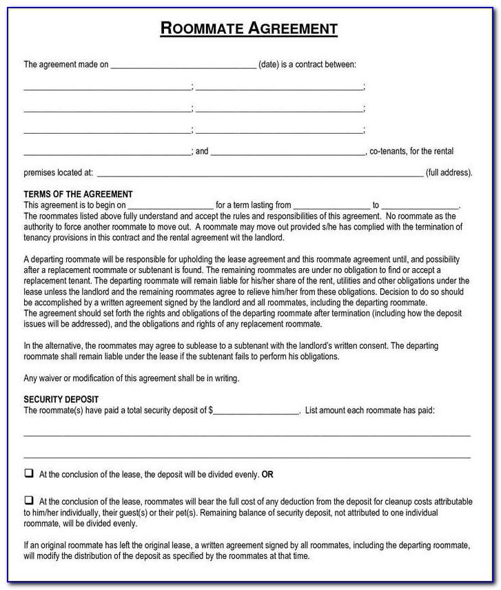 Landlord Roommate Lease Agreement Template