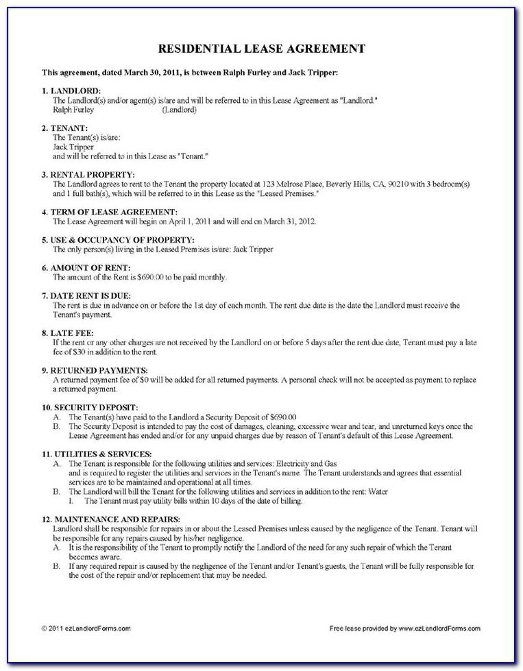 Landlord Tenant Lease Agreement Form