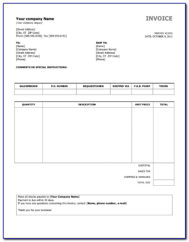 Open Office Sales Invoice Template
