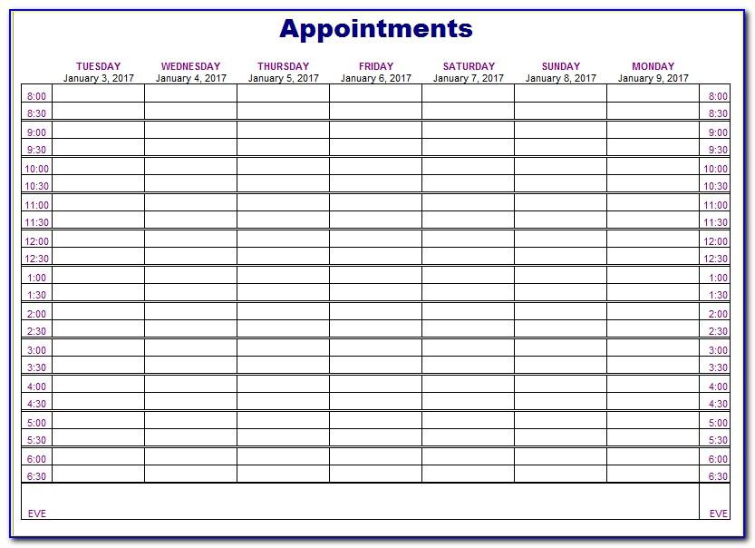 Printable Salon Appointment Book Pages