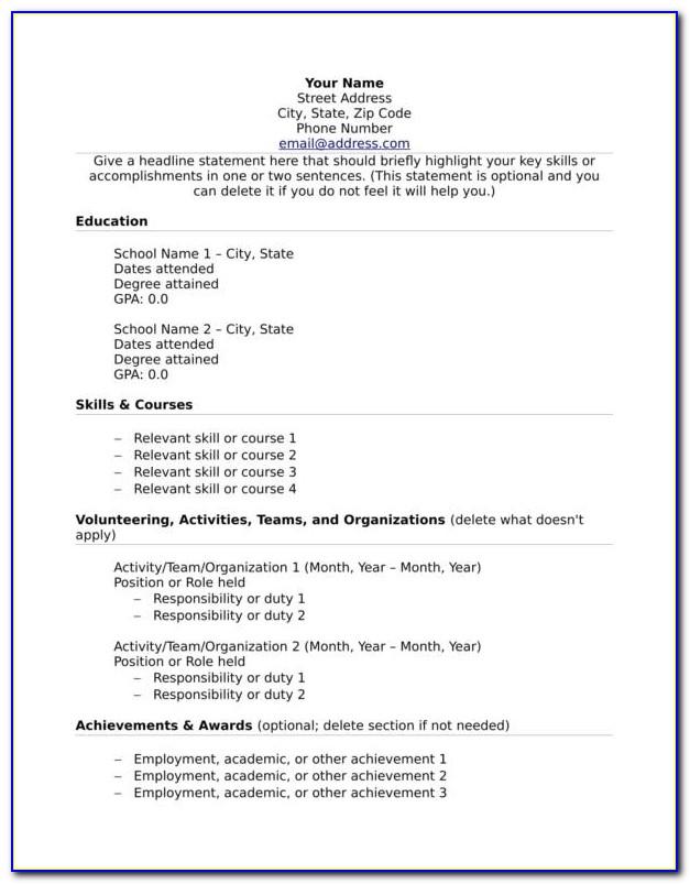 Resume Template With No Experience