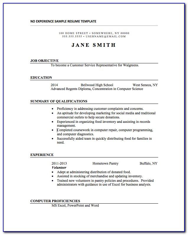 Resume Template Without Work Experience