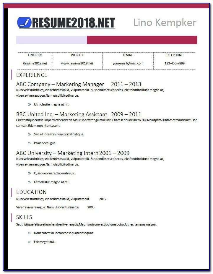 Resume Templates Word Free Download 2019