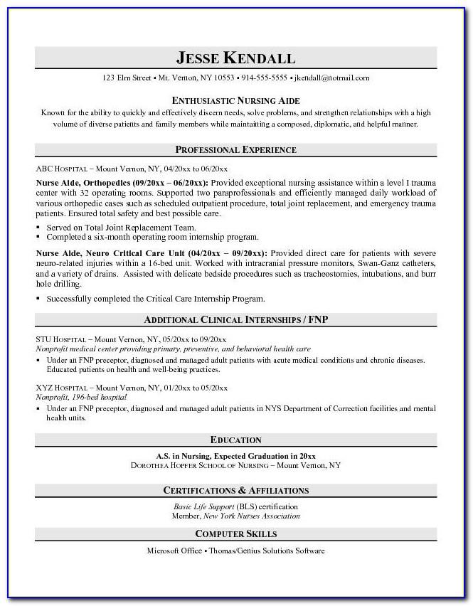 Resumes For Nursing Assistants Template