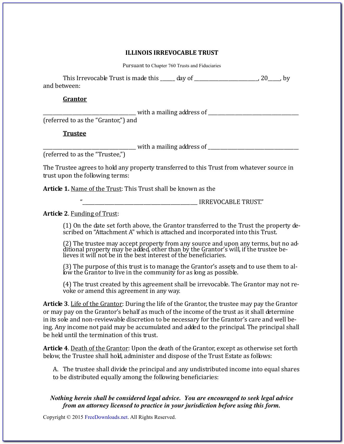 Revocable Living Trust Form Illinois