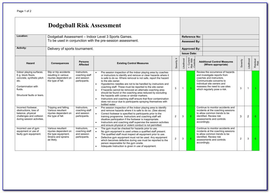 Risk Assessment Sheet Hse