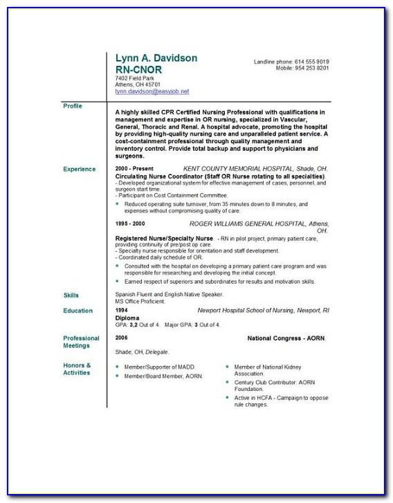 Rn Resume Template Downloads