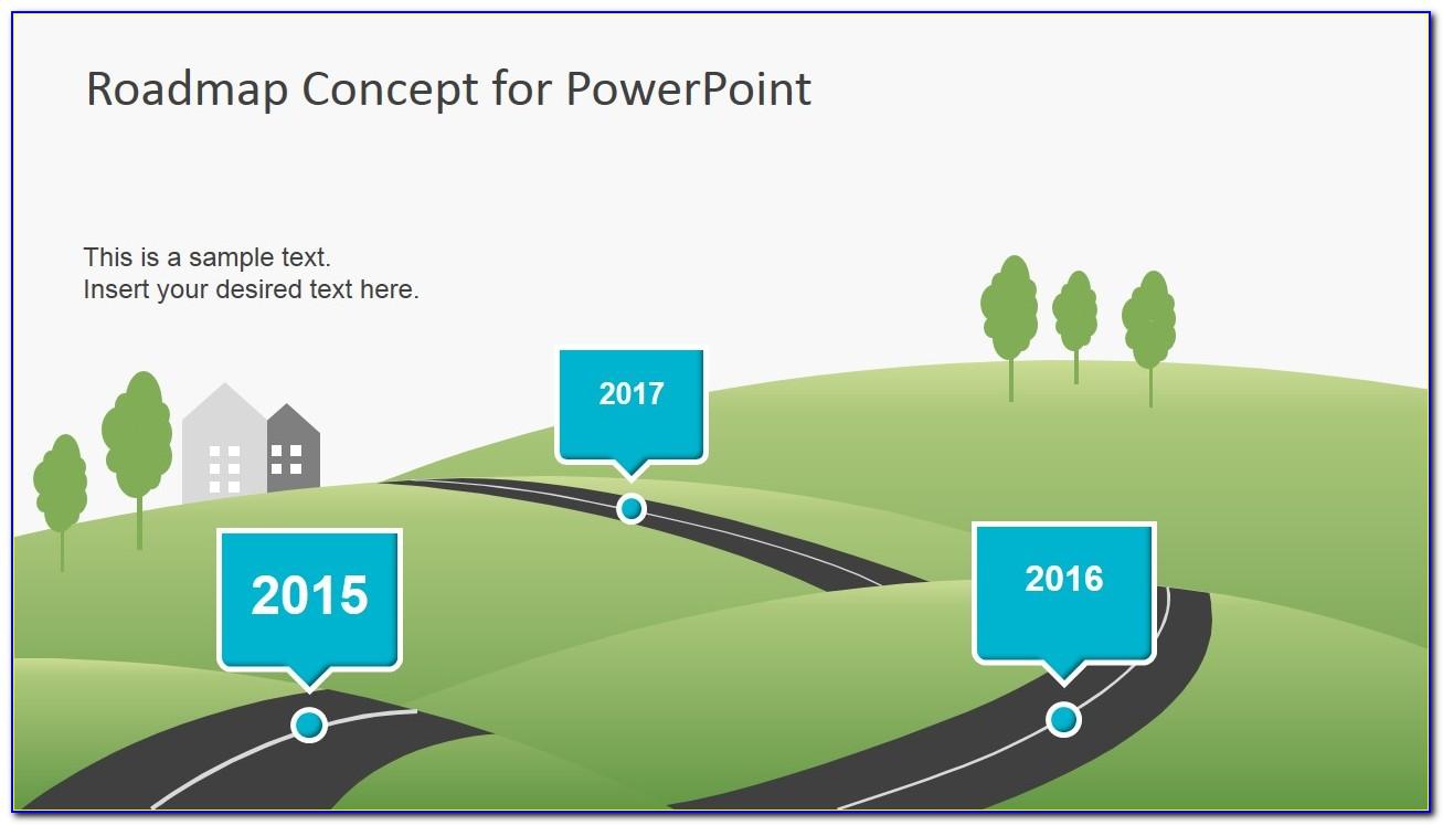 roadmap powerpoint template with two routes