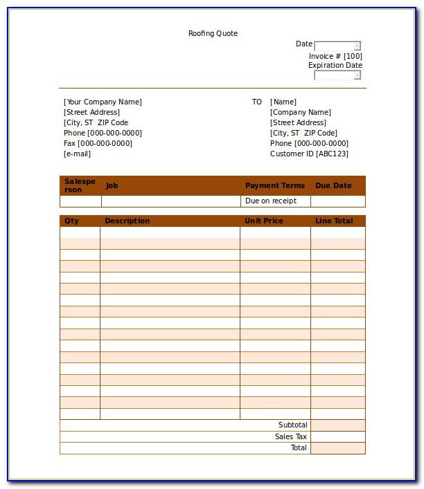 Roof Estimate Forms Download